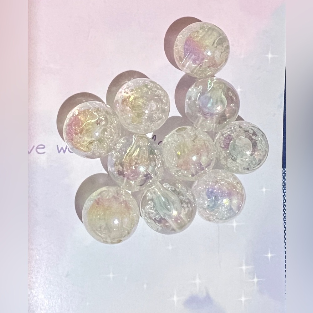 DIY ACCESSORIES - Iridescent Large white bubble beads For Your Handing- craft